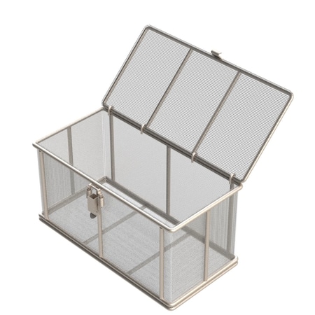 Anysizebasket Rectangular Wire Mesh Basket: 12Lx6Wx6H, 304 SS, 1/4 Rod Frame, Mesh: 8 x .047 TMT-120060060-P08S
